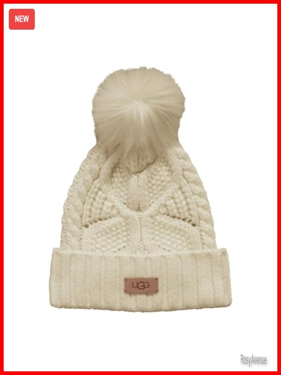 Cable Knit Beanie with Pom, Acrylic Blend, Warm Stretchable Hat main image 5